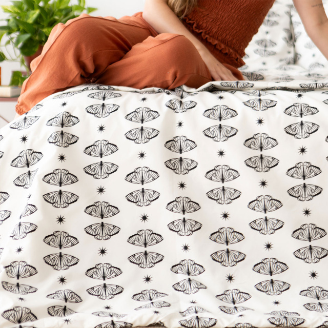 Capa de Edredom (Duvet) Dupla Face 200 Fios King Jazz Estampado Borboleta Boho - Marina