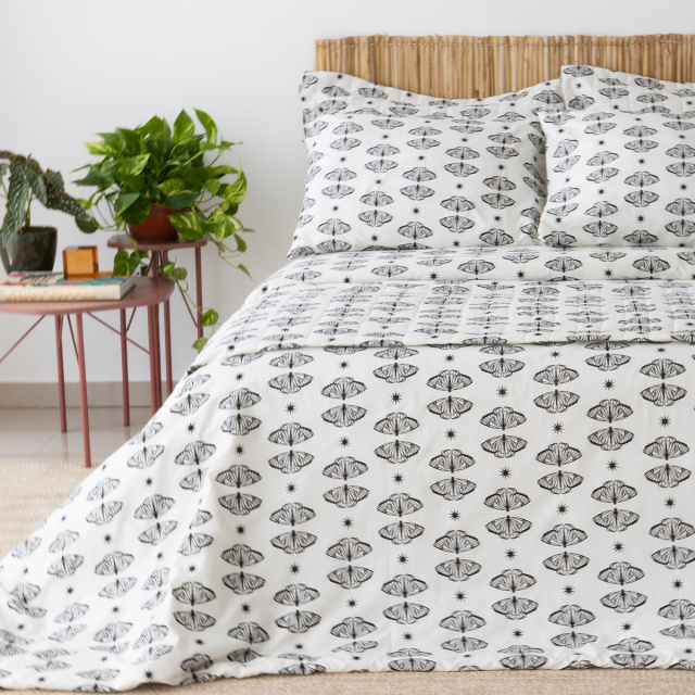 Capa de Edredom (Duvet) Dupla Face 200 Fios Queen Jazz Estampado Borboleta Boho - Marina