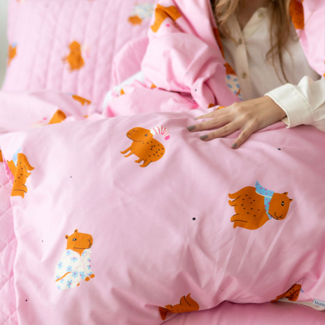 Capa de Edredom (Duvet) Dupla Face 200 Fios Queen Jazz Estampado Capivara - Marina