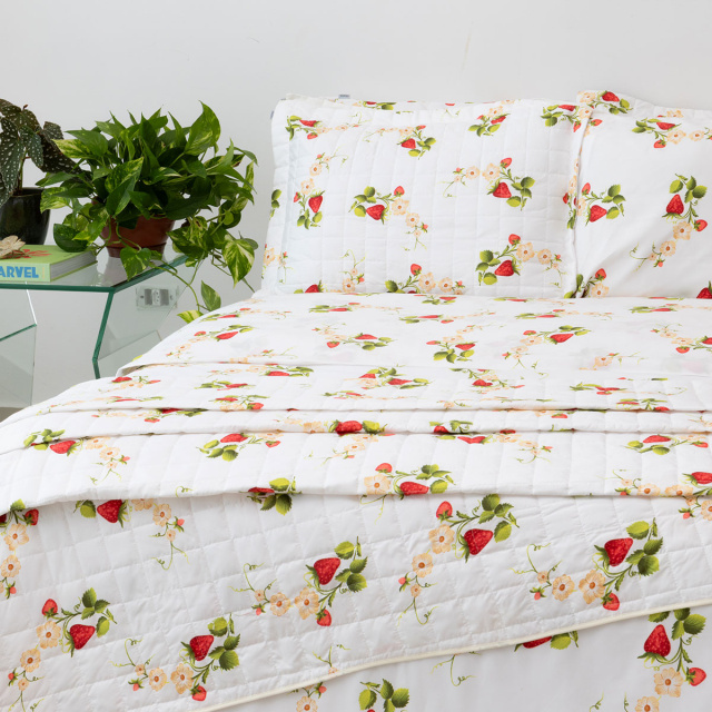 Capa de Edredom (Duvet) Dupla Face 200 Fios Queen Jazz Estampado Flor de Morango - Marina