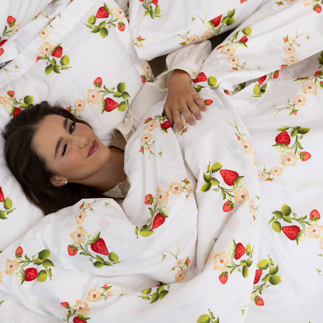 Capa de Edredom (Duvet) Dupla Face 200 Fios Solteiro Jazz Estampado Flor de Morango - Marina