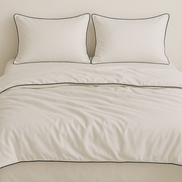 Capa de Edredom (Duvet) Dupla Face com vivo Percal 200 Fios 100% Algodão Liso Casal Colorlife Branco Marina