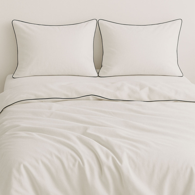 Capa de Edredom (Duvet) Dupla Face com vivo Percal 200 Fios 100% Algodão Liso Casal Colorlife Branco Marina