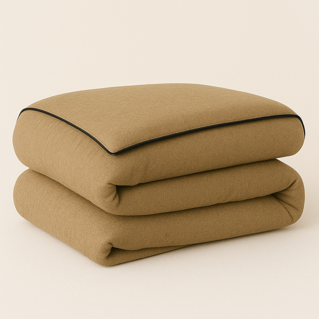 Capa de Edredom (Duvet) Dupla Face com vivo Percal 200 Fios 100% Algodão Liso Casal Colorlife Caqui - Marina