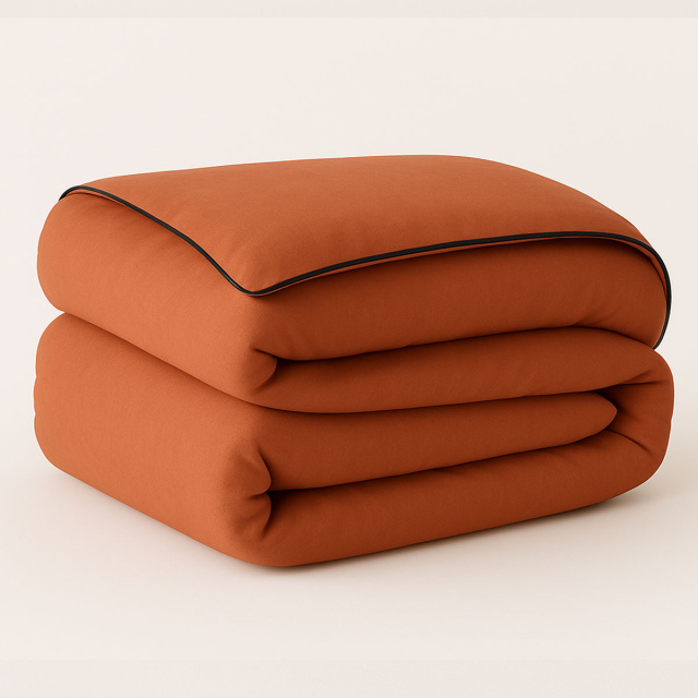 Capa de Edredom (Duvet) Dupla Face com vivo Percal 200 Fios 100% Algodão Liso Casal Colorlife Terracota - Marina