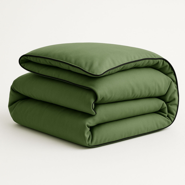 Capa de Edredom (Duvet) Dupla Face com vivo Percal 200 Fios 100% Algodão Liso Casal Colorlife Verde - Marina