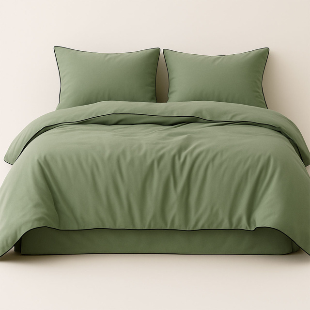 Capa de Edredom (Duvet) Dupla Face com vivo Percal 200 Fios 100% Algodão Liso Casal Colorlife Verde - Marina