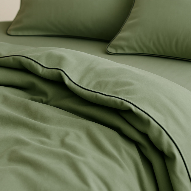 Capa de Edredom (Duvet) Dupla Face com vivo Percal 200 Fios 100% Algodão Liso Casal Colorlife Verde - Marina