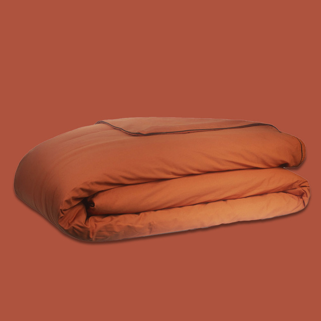 Capa de Edredom (Duvet) Dupla Face com vivo Percal 200 Fios 100% Algodão Liso King Colorlife Terracota - Marina