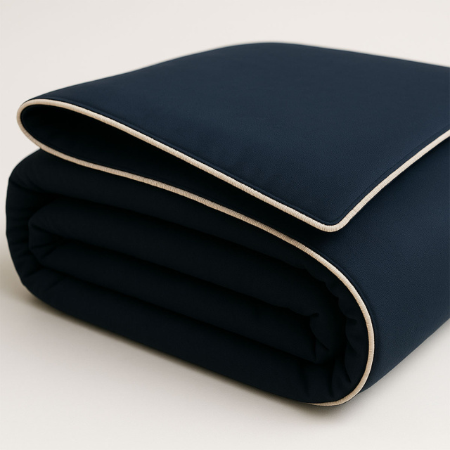 Capa de Edredom (Duvet) Dupla Face com vivo Percal 200 Fios 100% Algodão Liso Queen Colorlife Azul Marinho - Marina