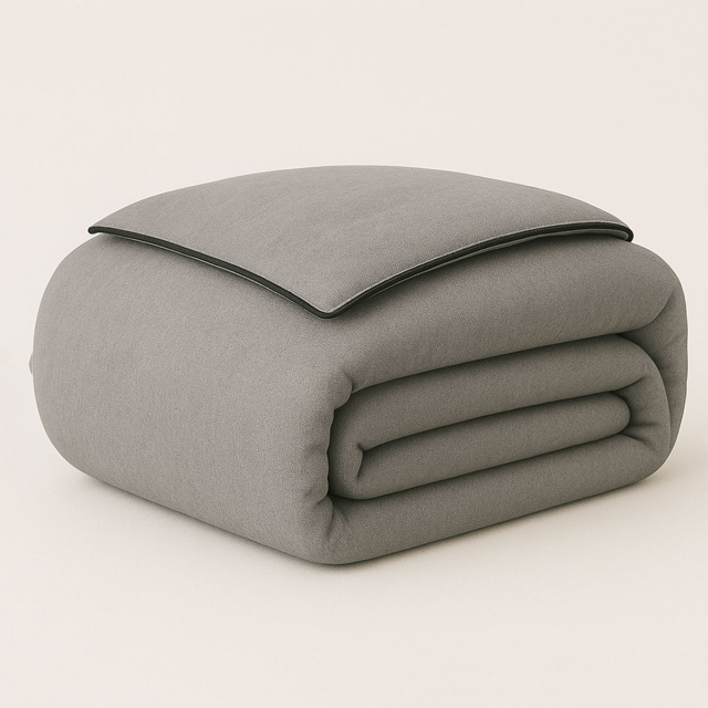 Capa de Edredom (Duvet) Dupla Face com vivo Percal 200 Fios 100% Algodão Liso Queen Colorlife Cinza - Marina