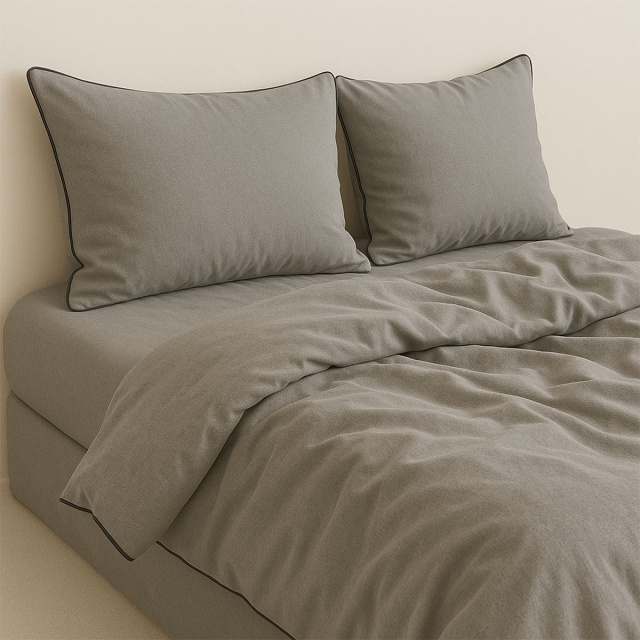 Capa de Edredom (Duvet) Dupla Face com vivo Percal 200 Fios 100% Algodão Liso Queen Colorlife Cinza - Marina