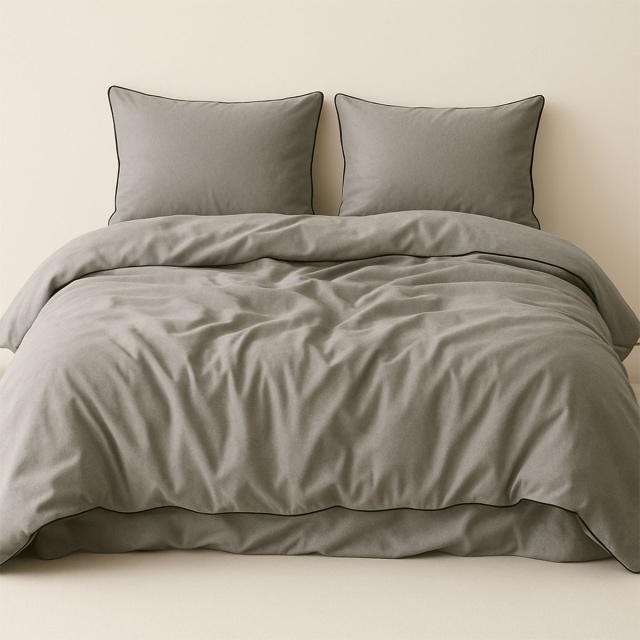 Capa de Edredom (Duvet) Dupla Face com vivo Percal 200 Fios 100% Algodão Liso Queen Colorlife Cinza - Marina
