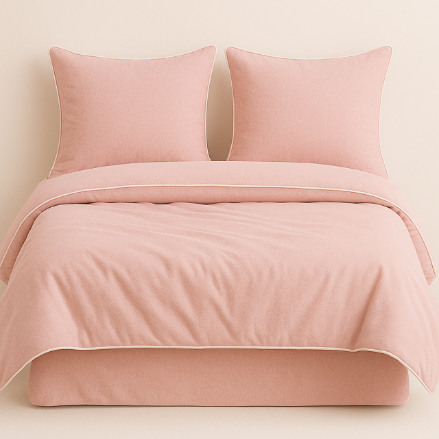 Capa de Edredom (Duvet) Dupla Face com vivo Percal 200 Fios 100% Algodão Liso Queen Colorlife Rosê - Marina