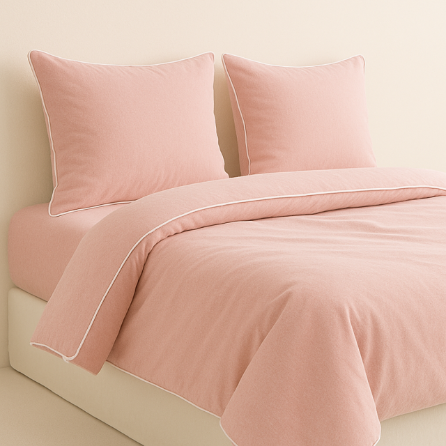 Capa de Edredom (Duvet) Dupla Face com vivo Percal 200 Fios 100% Algodão Liso Queen Colorlife Rosê - Marina