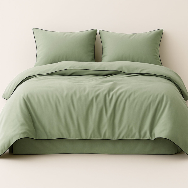 Capa de Edredom (Duvet) Dupla Face com vivo Percal 200 Fios 100% Algodão Liso Queen Colorlife Verde - Marina