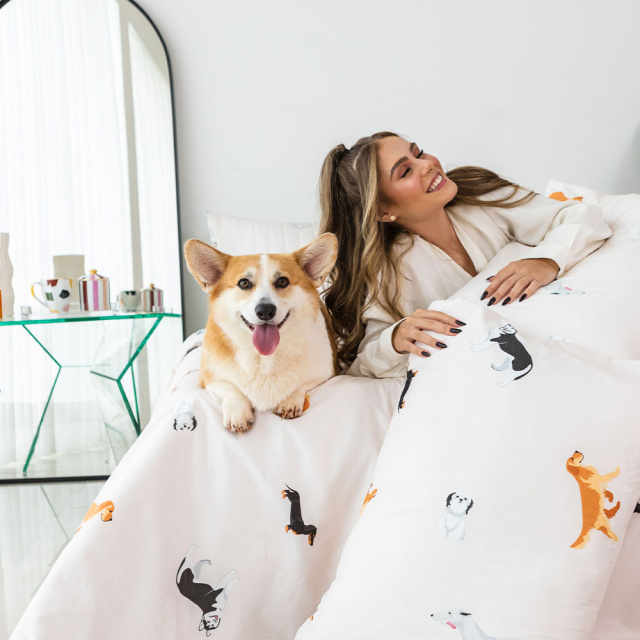 Capa de Edredom (Duvet) Dupla Face 200 Fios King Jazz Estampado Cachorrinhos - Marina