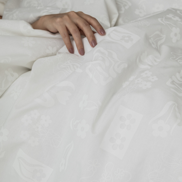 Capa de edredom (Duvet) King Percalle Estampado Percal 200 fios 100% Algodão - All white