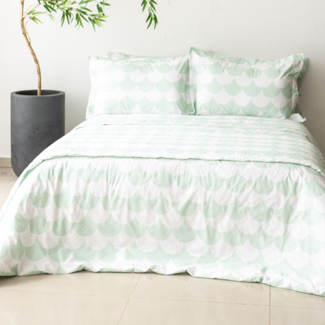 Capa de edredom (Duvet) King Percalle Estampado Percal 200 fios 100% Algodão - Scale Menta