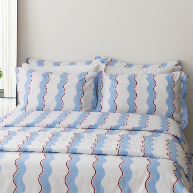 Capa de edredom (Duvet) King Percalle Estampado Percal 200 fios 100% Algodão - Wave Blue