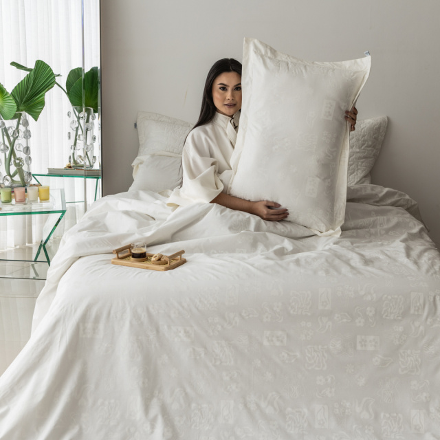 Capa de edredom (Duvet) Queen Percalle Estampado Percal 200 fios 100% Algodão - All white