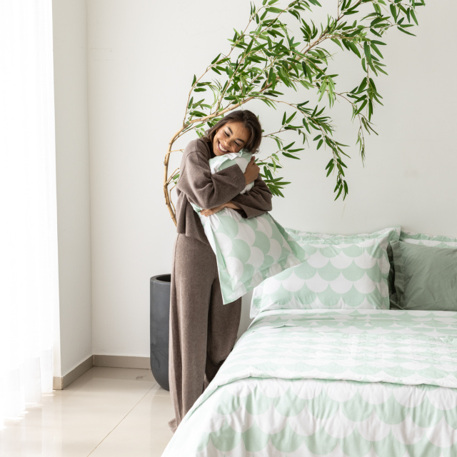 Capa de edredom (Duvet) Queen Percalle Estampado Percal 200 fios 100% Algodão - Scale Menta