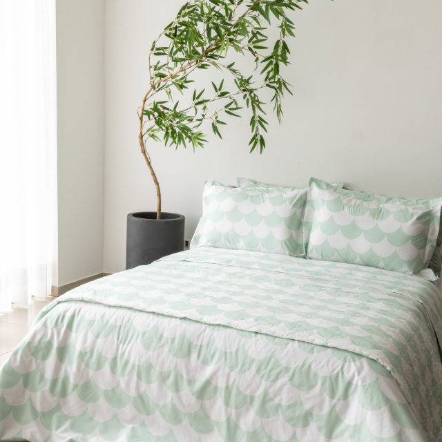 Capa de edredom (Duvet) Queen Percalle Estampado Percal 200 fios 100% Algodão - Scale Menta