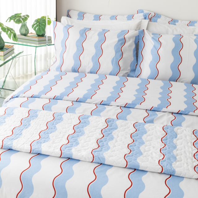 Capa de edredom (Duvet) Queen Percalle Estampado Percal 200 fios 100% Algodão - Wave Blue