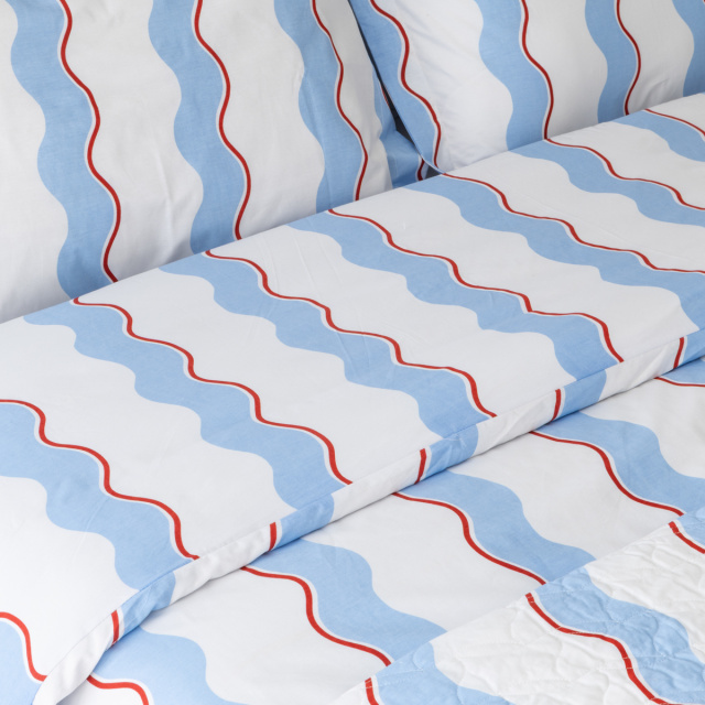 Capa de edredom (Duvet) Queen Percalle Estampado Percal 200 fios 100% Algodão - Wave Blue