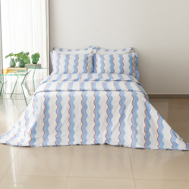 Capa de edredom (Duvet) Queen Percalle Estampado Percal 200 fios 100% Algodão - Wave Blue
