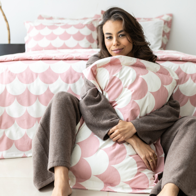 Capa de edredom (Duvet) Solteiro Percalle Estampado Percal 200 fios 100% Algodão - Scale Rose