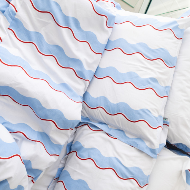 Capa de edredom (Duvet) Solteiro Percalle Estampado Percal 200 fios 100% Algodão - Wave Blue