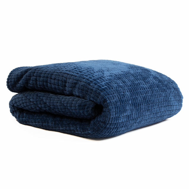 Cobertor Aveludado Com Relevos Manta Soft Touch Flannel Jaquard 2,2 x 2,5m - Azul