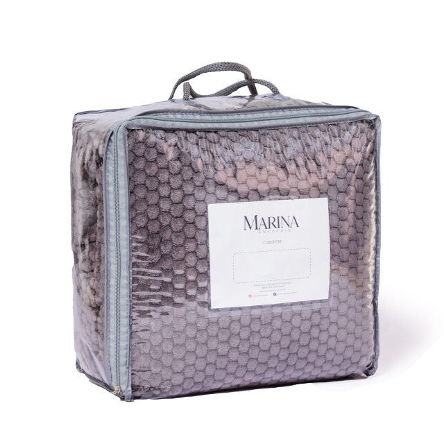 Cobertor Aveludado Com Relevos Manta Soft Touch Flannel Jaquard 2,2 x 2,5m Cinza - Marina