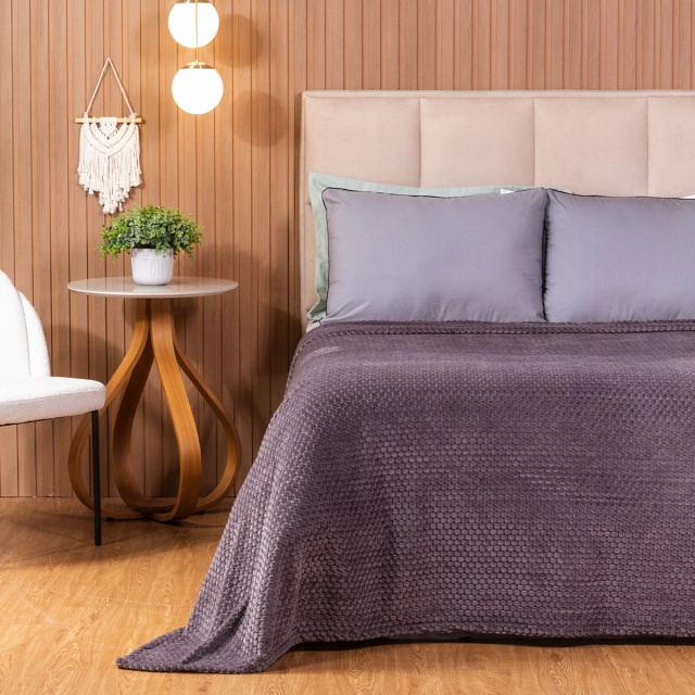Cobertor Aveludado Com Relevos Manta Soft Touch Flannel Jaquard 2,2 x 2,5m Cinza - Marina