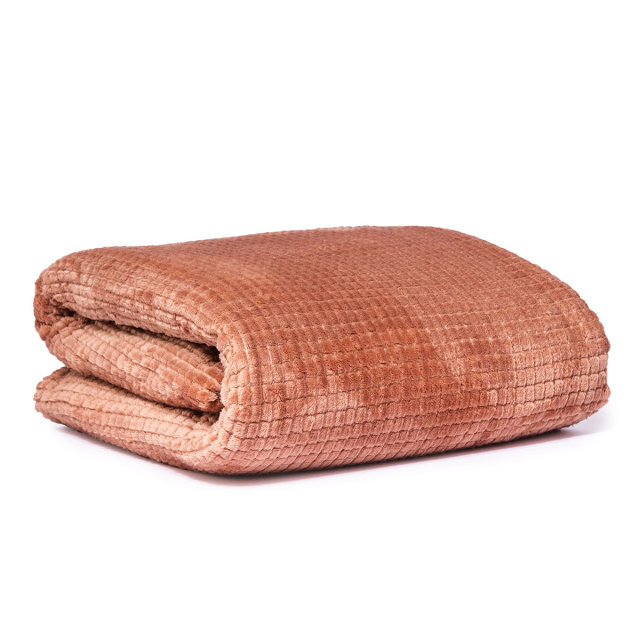 Cobertor Aveludado Com Relevos Manta Soft Touch Flannel Jaquard 2,2 x 2,5m Marrom Mocha mousse- Marina