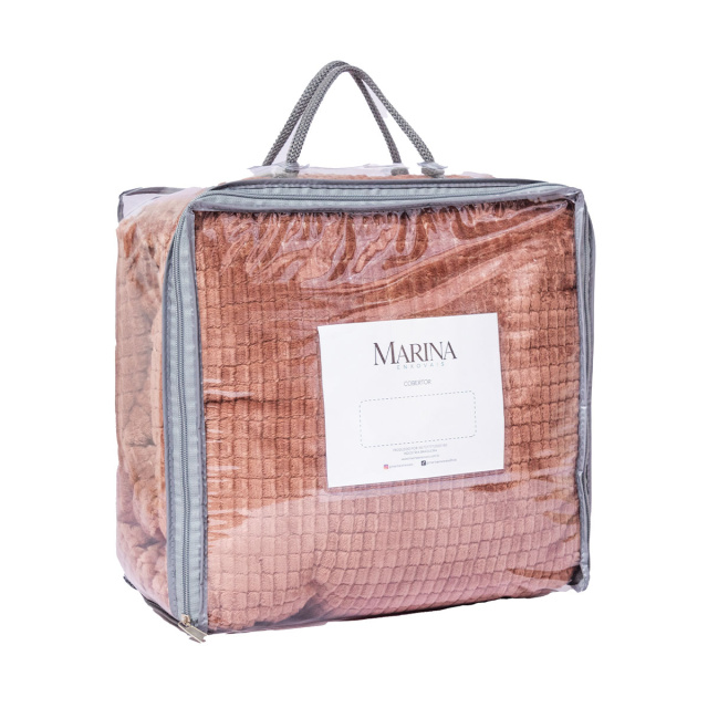 Cobertor Aveludado Com Relevos Manta Soft Touch Flannel Jaquard 2,2 x 2,5m Marrom Mocha mousse- Marina