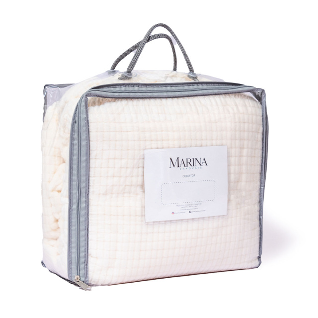 Cobertor Aveludado Com Relevos Manta Soft Touch Flannel Jaquard 2,2 x 2,5m Off White - Marina