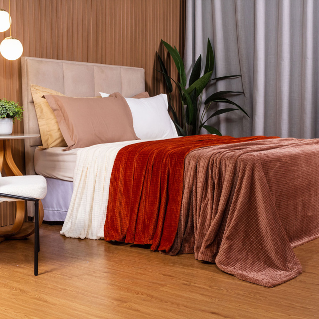 Cobertor Aveludado Com Relevos Manta Soft Touch Flannel Jaquard 2,2 x 2,5m Off White - Marina