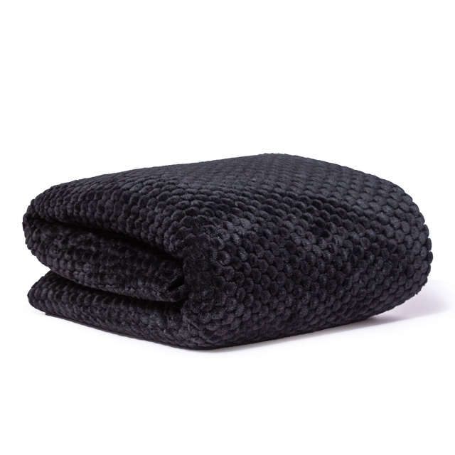 Cobertor Aveludado Com Relevos Manta Soft Touch Flannel Jaquard 2,2 x 2,5m Preto - Marina