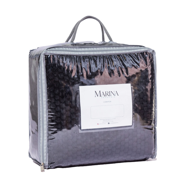 Cobertor Aveludado Com Relevos Manta Soft Touch Flannel Jaquard 2,2 x 2,5m Preto - Marina