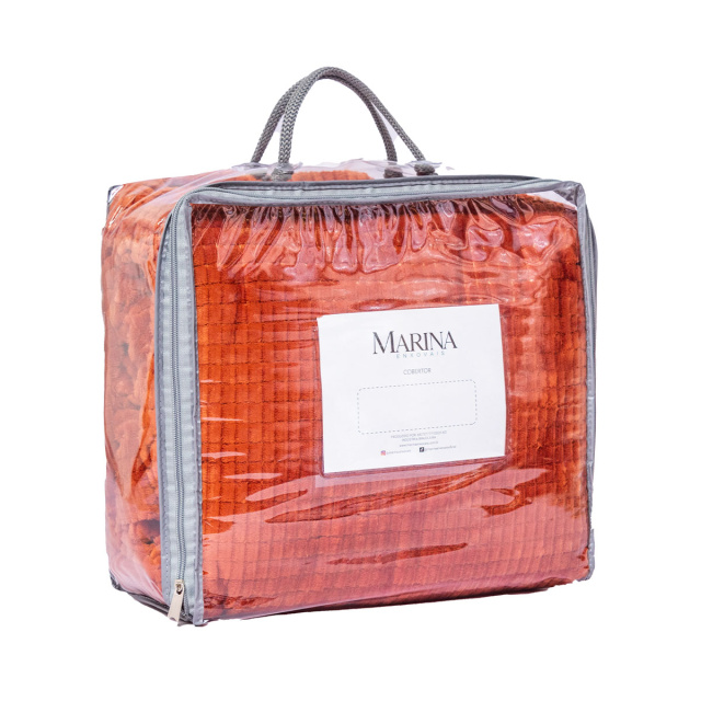 Cobertor Aveludado Com Relevos Manta Soft Touch Flannel Jaquard 2,2 x 2,5m Terracota - Marina