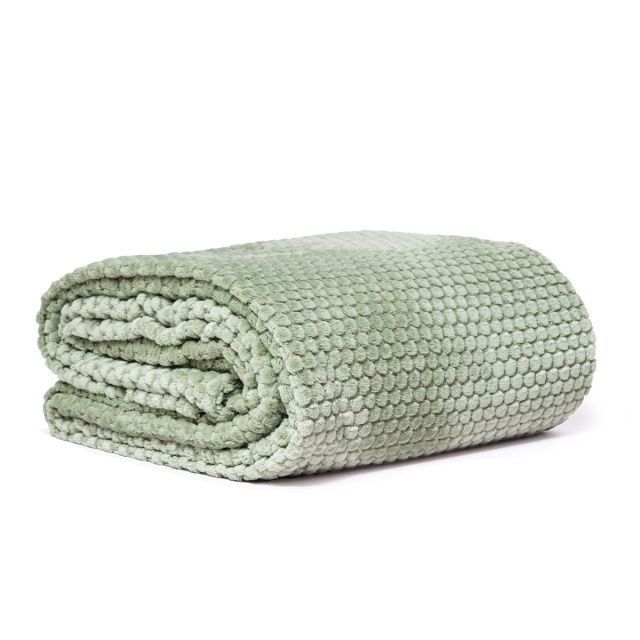 Cobertor Aveludado Com Relevos Manta Soft Touch Flannel Jaquard 2,2 x 2,5m Verde - Marina