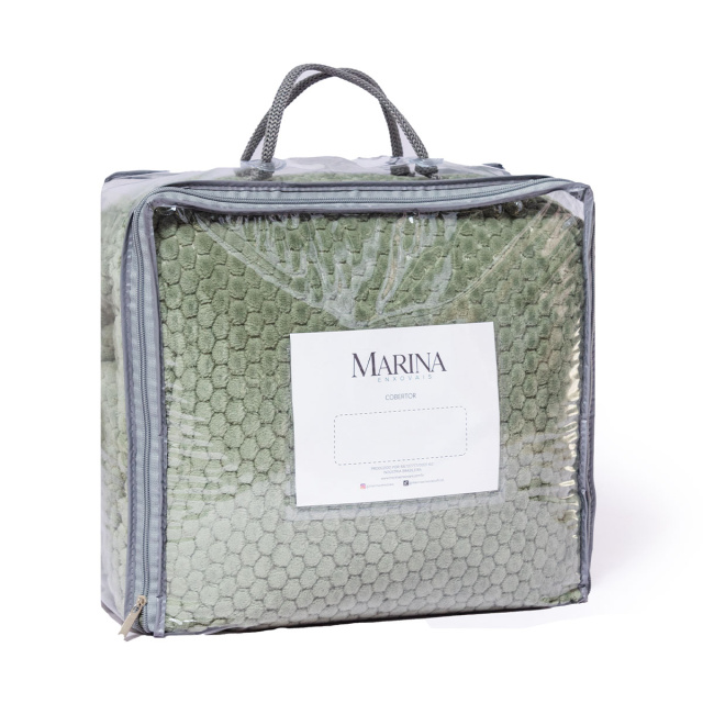 Cobertor Aveludado Com Relevos Manta Soft Touch Flannel Jaquard 2,2 x 2,5m Verde - Marina