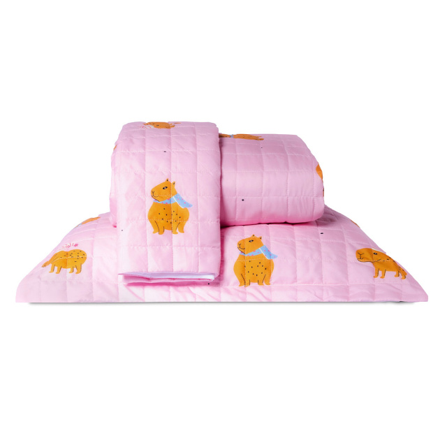 Cobre leito 200 Fios Casal Padrão 3 peças Jazz Estampado Capivara - Marina