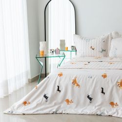 Cobre leito 200 Fios Estampado King 3 Peças Jazz Cachorrinhos - Marina