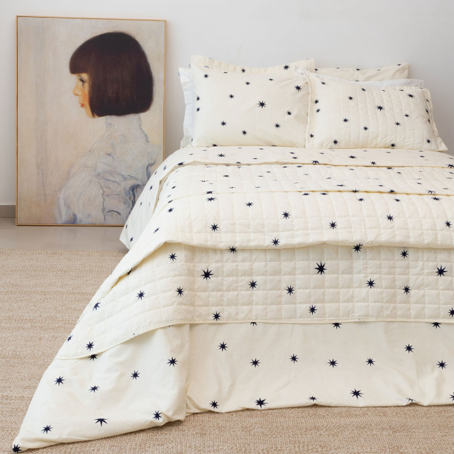 Cobre leito 200 Fios Estampado King 3 Peças Jazz Estampado Constelação - Marina