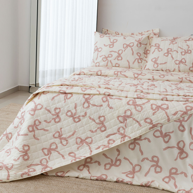 Cobre leito 200 Fios King 3 Peças Jazz Estampado Laços - Marina