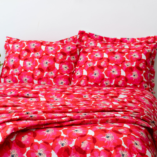 Cobre leito 200 Fios Queen 3 peças Jazz Estampado Maxi Floral Pink - Marina