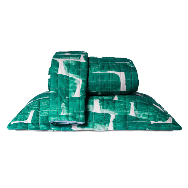 Cobre leito 200 Fios Queen 3 peças Jazz Estampado Verde Conceito - Marina